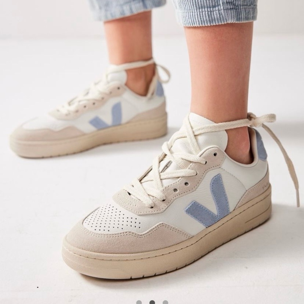 Veja Women's Extra White, Cream and Steel Blue Sneakers